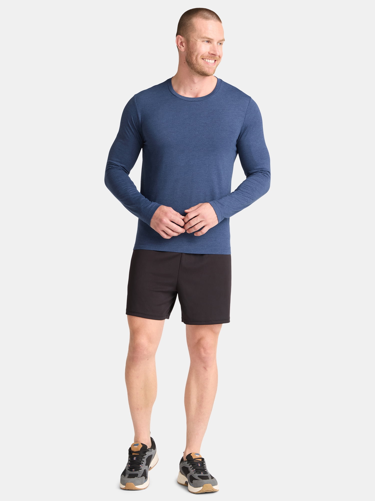 Athletic Works Men's and Big & Tall Men's Tri-Blend Tee with Long Sleeves, Sizes XS-4XLT