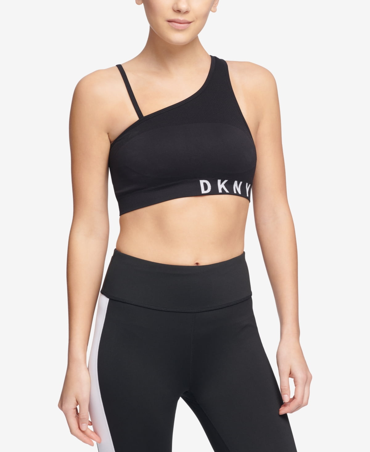 DKNY Womens Sport Asymmetrical StrappyBack LowImpact Sports Bra
