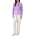 thumbnail image 2 of INSPIRE CHIC Women's Bow Tie Neck Tops Elegant Long Sleeve Business Work Office Blouse M Purple, 2 of 5