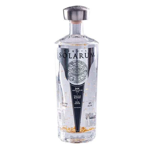 Tequila Solarum Blanco Con Oro 24k - 750 Ml
