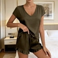 thumbnail image 6 of YFNNUP Women Pajamas Set T Shirts Lightweight Comfy Short Sleeve Shirt and Lightweight Breathable Shorts Summer Loungewear Sleepwear Sets Green XXL, 6 of 6