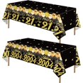 thumbnail image 1 of wonima02 2pcs 21st Birthday Tablecloth, Black Gold 21st Birthday Decorations for Him Her Vintage 2004 Table Cloth Plastic Rectangular Table Cover Happy 21 Anniversary Party Supplies, 1 of 1