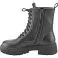 thumbnail image 3 of Women's Fashion Lace Up Combat Boots Side Zipper Chunky Platform Lug Sole Mid Calf Military Fall Winter Riding Ankle Booties, 3 of 5