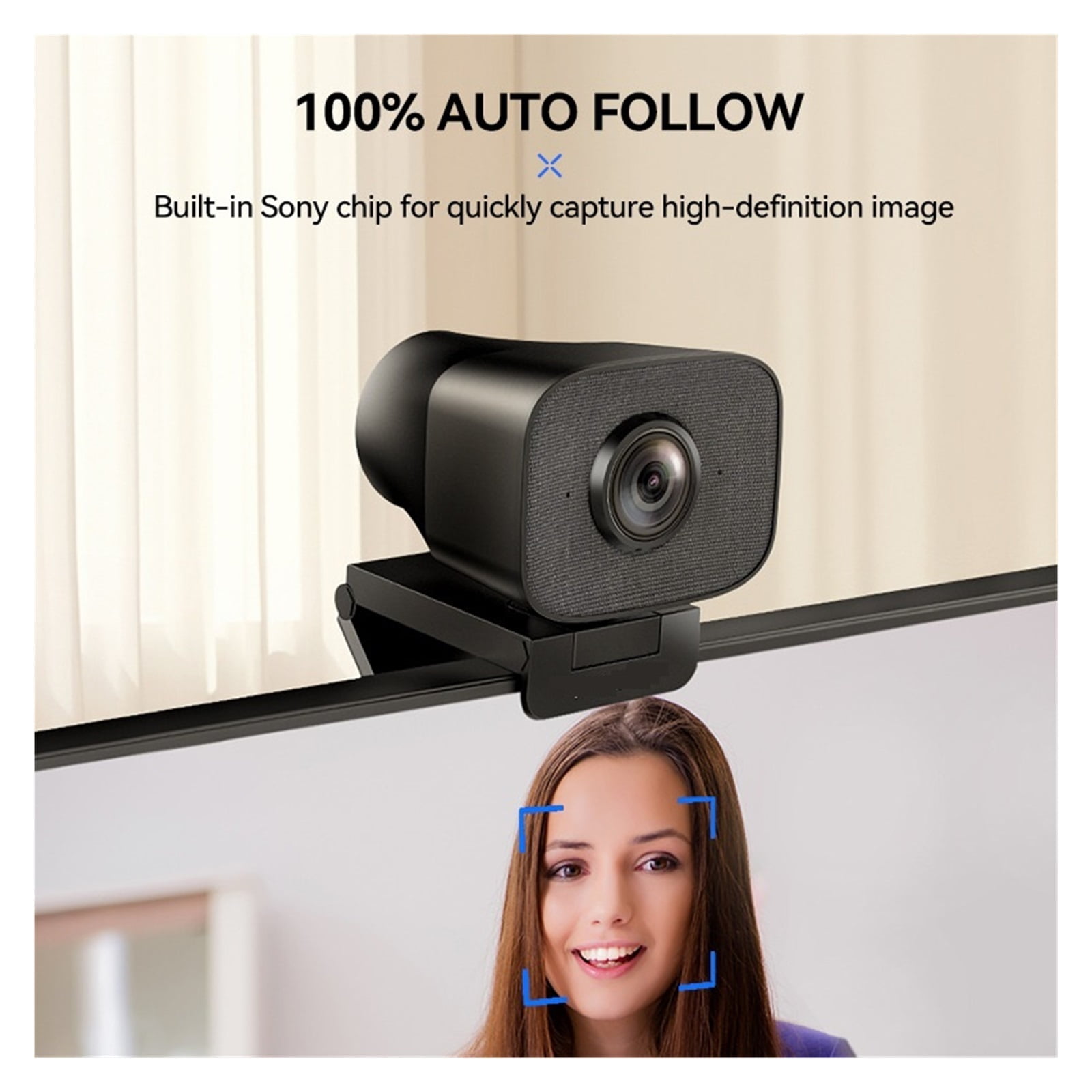 Autofocus HDR 2K Webcam 100° Wide-Angle Type-C With Dual Noise Cancelling Mics For Meeting /Live Streaming/Recording ,HD Video