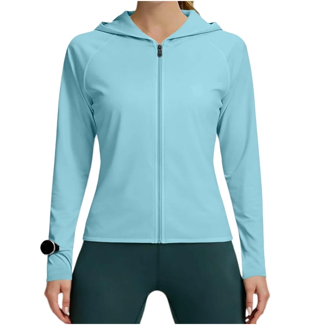 StSilkitty Sun Protection Hoodie Athletic Jackets for Womens Solid Color Full Zip Long Sleeve Hoodies Pullover Tops