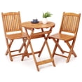 thumbnail image 2 of 3 Pcs Patio Bistro Set, Wood Folding Table Set, Outdoor Furniture Round Table for Garden Yard, Casual Bistro Table and Chairs Set of 2 for Condominium Pool Front Porch Beach, Wood Color, 2 of 6