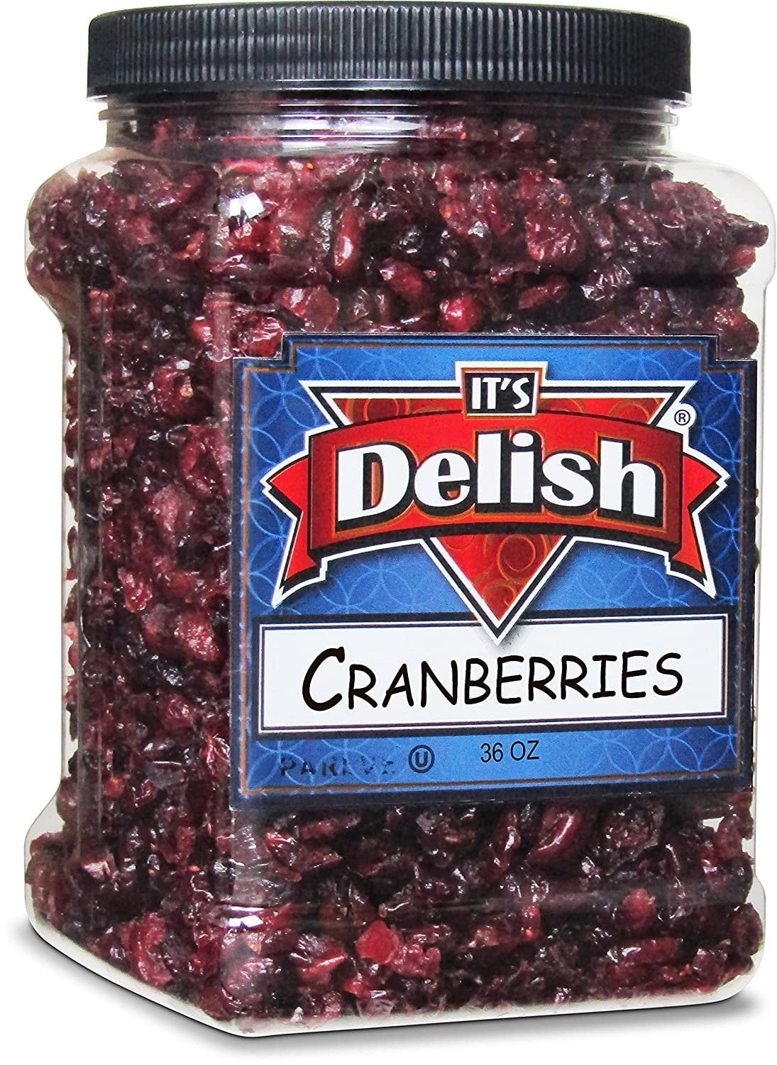 Dried Cranberries by It's Delish, 36 Oz Jumbo Container  Bulk Fresh Cranberry Dried Fruit  Great for Salads, Topping, Cooking, Baking, Snacking and Mixes - Vegan, OU Kosher Certified
