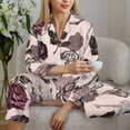 thumbnail image 6 of Fotbe Retro Red Black Roses Pattern Long Sleeve Pajama Set for Women,Sleepwear Set,2-piece Loungewear Set,Soft PJs Comfy Nightwear with Pockets -Medium, 6 of 7