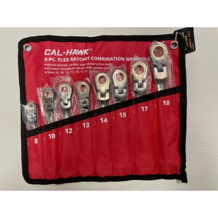 Flex Head Ratchet Open End Combination Wrench 8 Piece