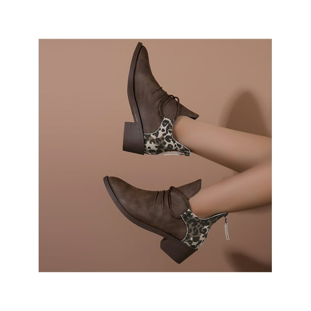 Brown pointed toe booties top