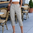 thumbnail image 6 of DHFJKG Womens Golf Dress Capri Pants Solid Color Slim Fit Flat Front Stretchy Cropped Pants Workwear Trendy Trousers, 6 of 9
