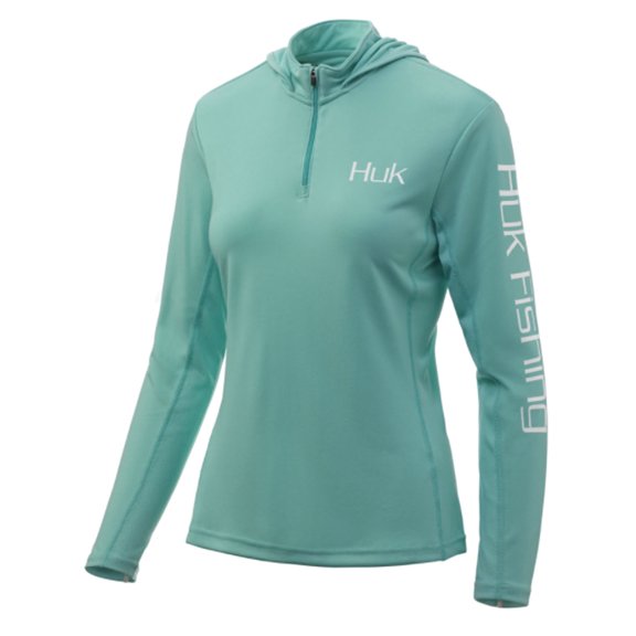 Huk Ladies Icon X Bright Teal X-Small Long Sleeve Hooded Shirt