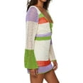 thumbnail image 4 of Caitzr Women Y2k Crochet Knitted Mini Dress Long Sleeve Colorful Bodycon Dresses Slim Fit Dress Beach Clubwear, 4 of 7
