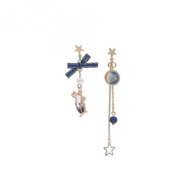 Pendientes Dream Bunny Pendientes Asimétricos con Lazo Temperamento Pendientes Largos Esmerilados para Mujer 1 Par Botao