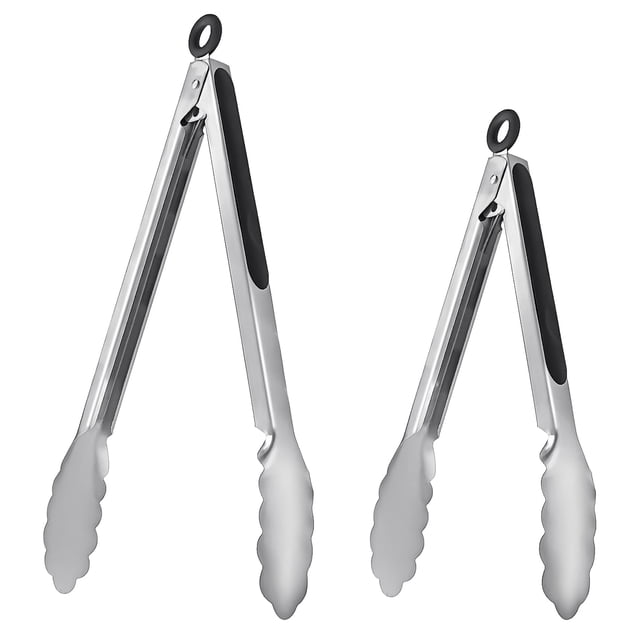 Pinzas de cocina ALLTOP de acero inoxidable con empuñadura de silicona de 23 y 30 cm