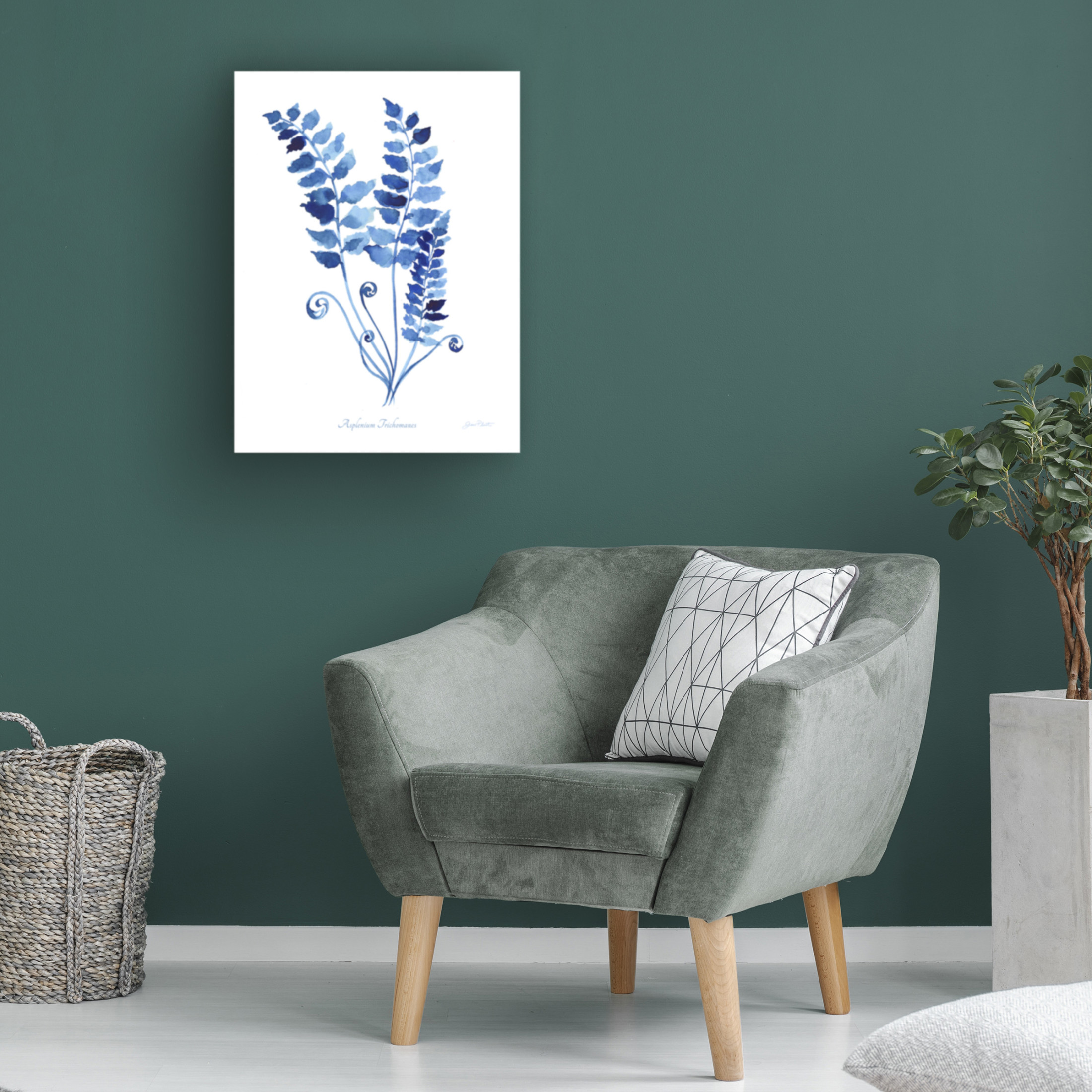 Canvas Wall Art - Jean Plout 'Indigo Botanical 9' Wall Art for Living Room, Bedroom, or Office Décor by Trademark Fine Art - 14 x 19 Inches
