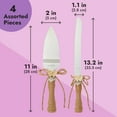 thumbnail image 4 of 4 Piece Rustic-Style Wedding Cake Knife and Server Set with Champagne Glasses for Bride and Groom, Farmhouse Theme Reception, Country Decorations, 4 of 10