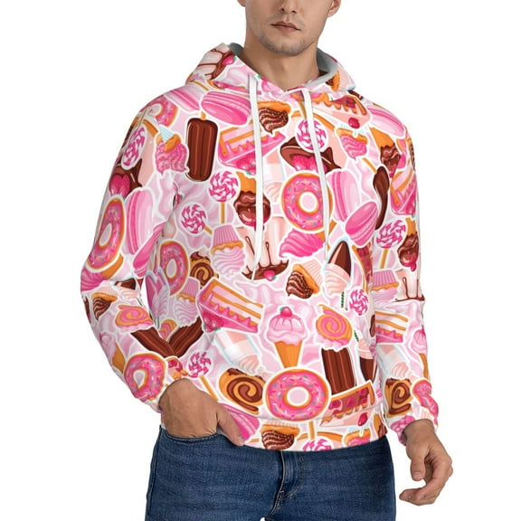Lollipop Candy Macaroon Cupcake Hoodie Men Unisex 3d Fleece Hooded Sweatshirt Medium