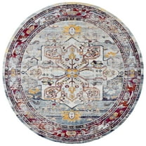 SAFAVIEH Crystal Jonette Oriental Area Rug, Light Blue/Red, 7' x 7' Round