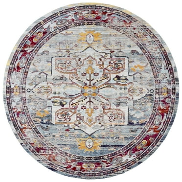 SAFAVIEH Crystal Jonette Oriental Area Rug, Light Blue/Red, 7' x 7' Round