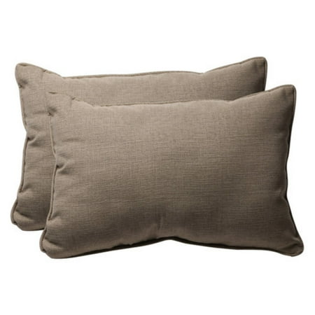 Taupe Outdoor Wall - Pillow Perfect Textured Solid 24.5 x 16.5 Outdoor Toss Pillow - Set of 2