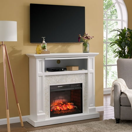 Naplio Tiled Media Fireplace Console For Tv S Up To 45 5 White