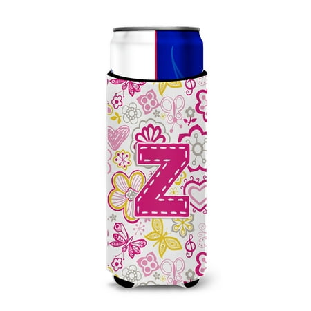 

Caroline s Treasures CJ2005-ZMUK Letter Z Flowers and Butterflies Pink Ultra Hugger for slim cans Slim Can multicolor