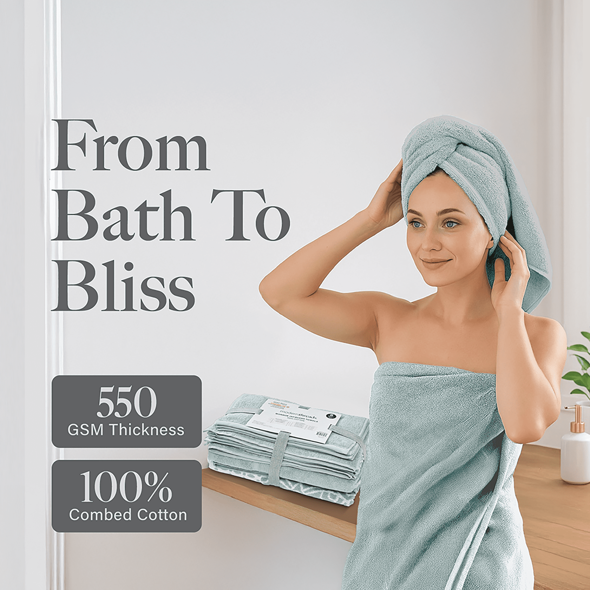 Modern Threads Monroe 6-Piece Cotton Bath Towel Set, Dark Sage