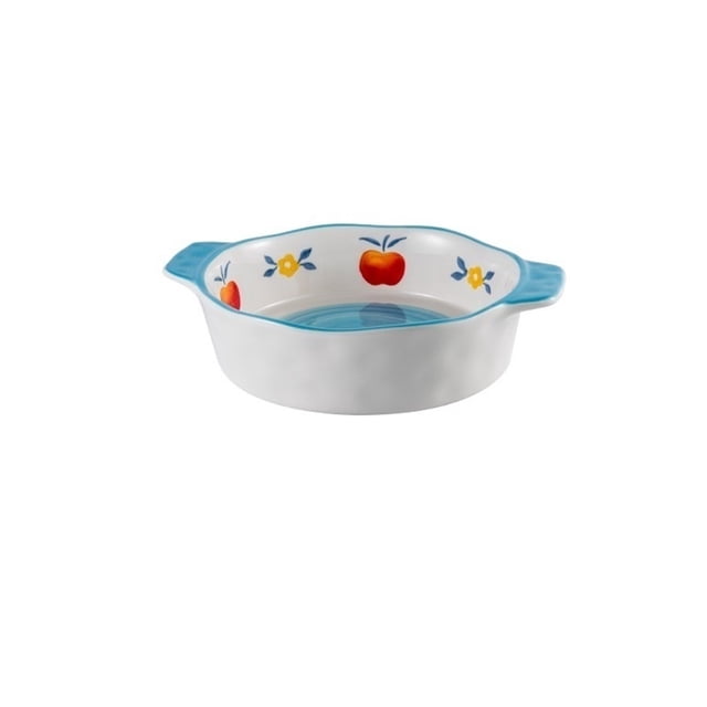 1000ML 1000ML Double Ear Ceramic Circular Oven with Baking Plate, Cheese Baked Rice Salad, Deep Mouth Plate