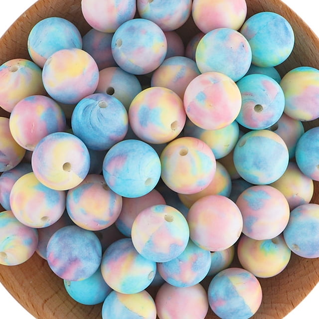 40 cuentas de silicona, cuentas para hacer collares y pulseras para manualidades, juego de joyería, cuentas de silicona de colores de 15 mm, cuentas redondas surtidas a granel