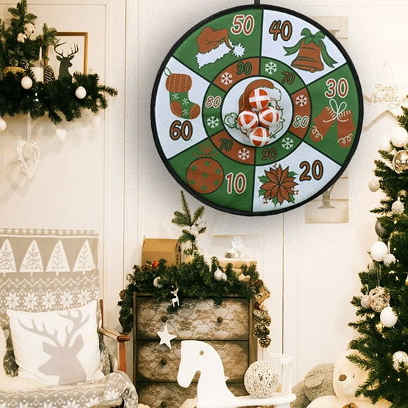 Platos de dardos de juguete de Papá Noel, juego de platos de dardos para niños, pelota adhesiva voladora para lanzar en interiores, regalo para familiares, niños y amigos.