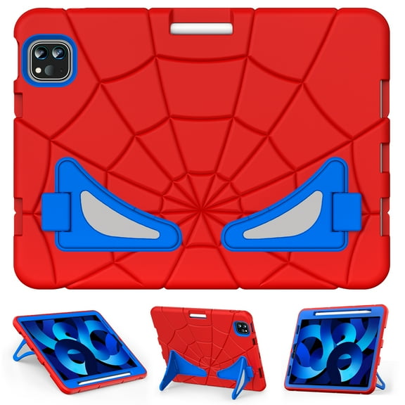 Allytech for Case for iPad Pro 11 inch (2nd, 3rd & 4th Gen) 2020/2021/2022, iPad Air 5th/4th Gen 10.9" Case with Pencil Holder, Heavy Duty Anti-Drop Children Friendly Stand Case, Red   Blue