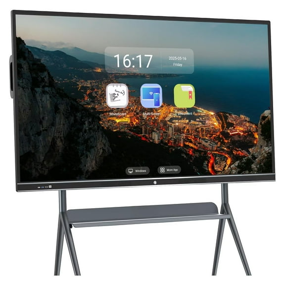JYXCN Touch Screen Board, Smart Board Digital Electronic Whiteboard and Screen Mirroring, 86 Inch 2160P Monitor Built-In Camera Multi-Touch Player for Advertisin