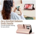 thumbnail image 3 of Allytechgroup Stylish iPhone 15 Pro Case Wallet with Card Slots and Zipper Pocket, Hand Wrist + Crossbody Strap RFID Blocking Girls Women Phone Case for Apple iPhone 15 Pro, Rosegold, 3 of 9