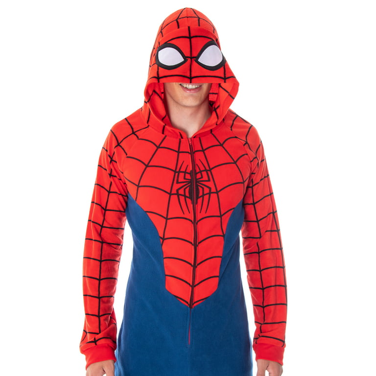 New Flannel Spiderman Pajamas Adult Spider Man Costume Clothes One-piece  Nightgown Women's Home Hooded Sleepwear Jumpsuit Pijama