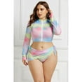 thumbnail image 1 of Womens Long Sleeve Zipper Front high Waist Thong Bikini Set 3 Piece Swimsuit, 1 of 5