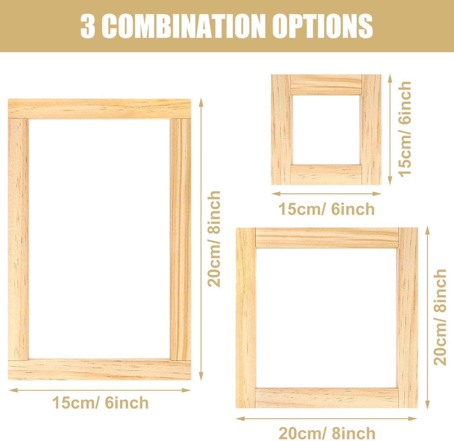 16 PCS Needlepoint Stretcher Bars 2 Sizes Stretcher Bars for Needlework Wooden Canvas Art Supplies with 40 Thumb Tacks for Needlepoint Embroidery Stitch Frame Set Bundle with Crafts