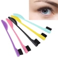 thumbnail image 2 of Yajisi 5pcs Dual Edge Brush Comb 2 In 1 Edge Control Hairline Eyebrow Makeup Brush Tool Set, Double Sided Edge Brush for Smooth Hair Grooming and Eyebrow Trimming, 7.1 inches / 18 cm, Black, 2 of 10