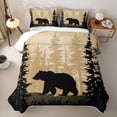 thumbnail image 2 of Castle Fairy Safari Bear Twin Quilt Set,Woodland Animal Twin Coverlet Set,Black Cream, 2 of 7