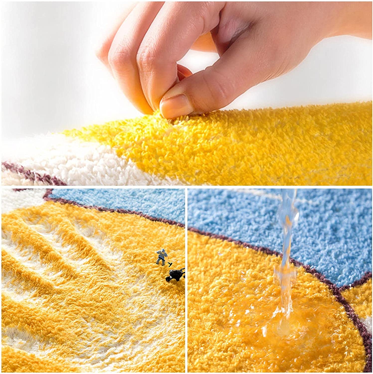 Bathroom Rug, Romantic Ombre Purple White Gradient Lavender Bath Mat Non-Slip Water Absorbent Microfiber Soft Plush Shaggy Bath Rugs for Shower, Bedroom, Bathtubs 18" x 30"