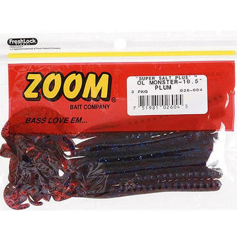 Zoom Ol' Monster Worm Freshwater Fishing Soft Bait, PLum, 10 1/2