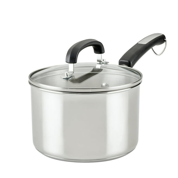 Farberware Brilliance 3 Quart Saucepan with Lid, Induction Compatible, Metal Utensil and Dishwasher Safe, Stainless Steel