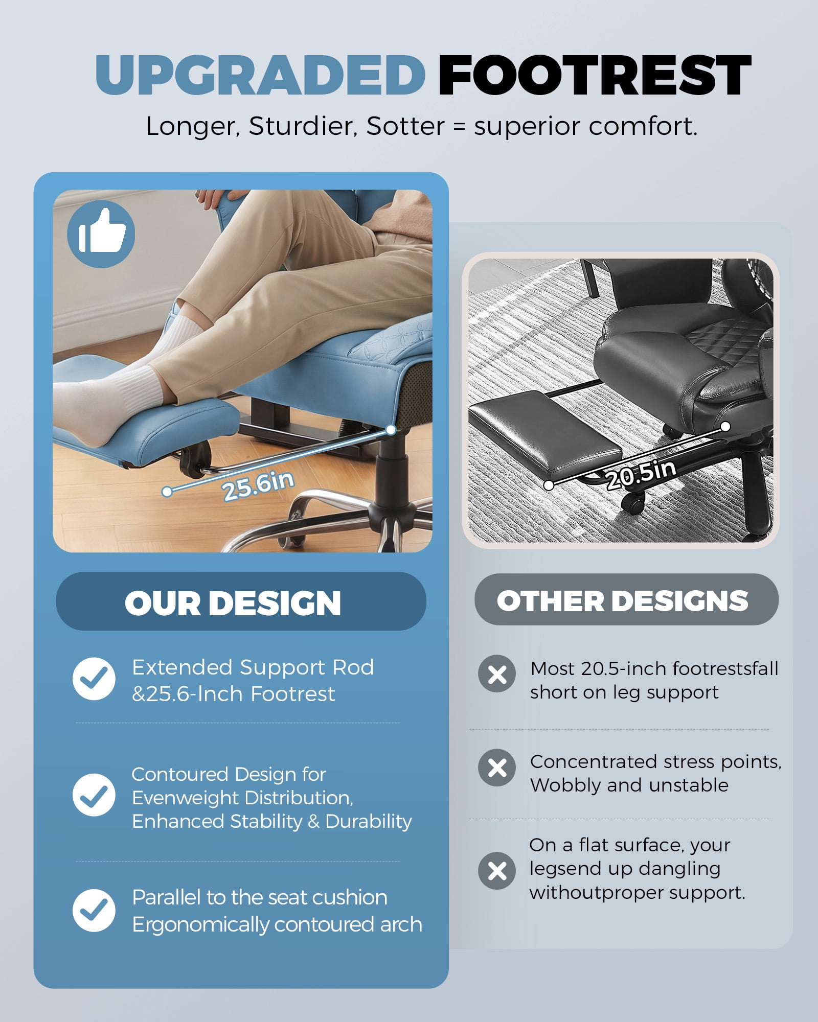 CloudRest Pro 400lbs Executive heavy duty office chair, High Back Ergonomic Computer Desk Chair with Lumbar Back Support,Blue