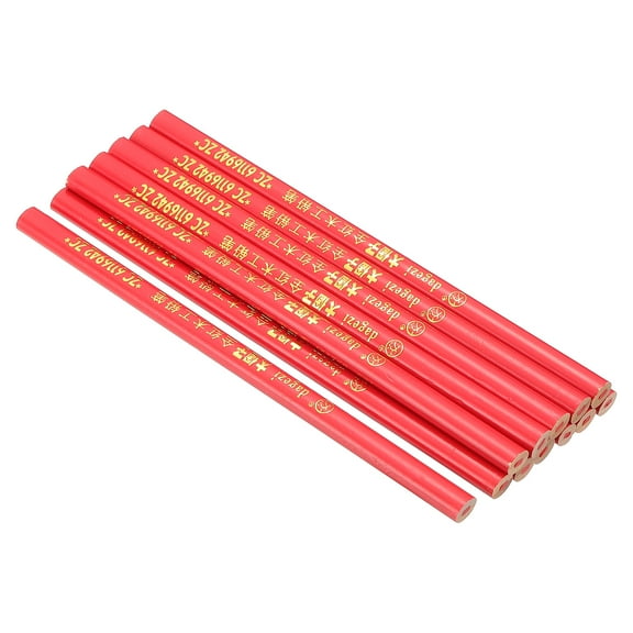 Uxcell Carpenter Pencils, 12 Pcs Red Ink Flat Oval Hard Construction Pencils, Red