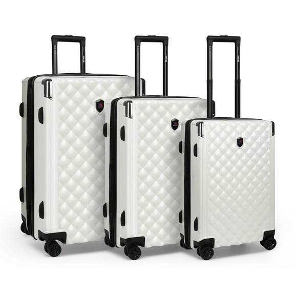 Hardshell Luggage Set 3 Piece Lightweight Expandable Suitcase with Spinner Wheels and TSA Lock,3Pcs ABS Suicase Set 20/24/28,WD576-Milk/White