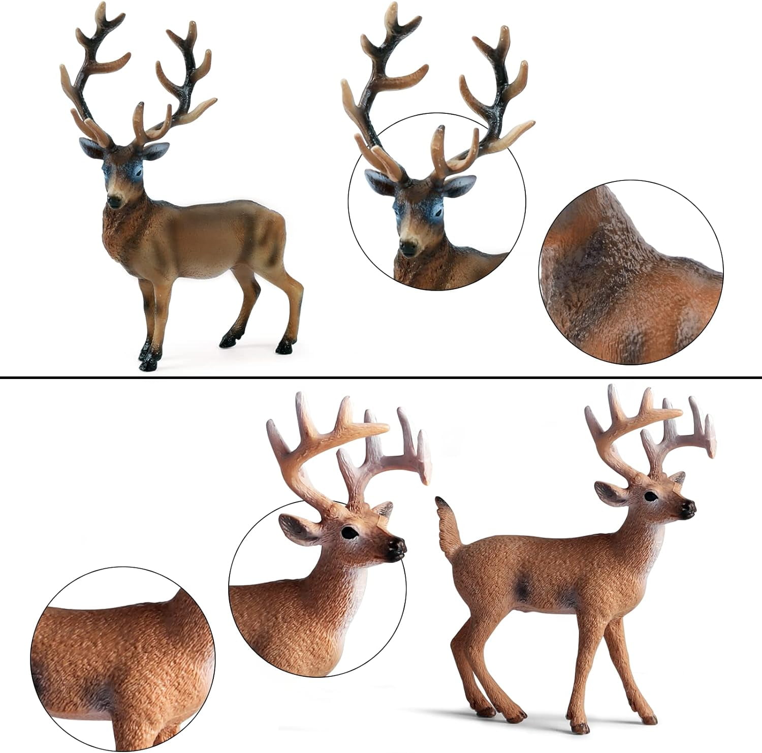 7Pcs Forest Animals Figures Toys, Miniature Woodland Figurines with Deer Family, Elk, Fox, Rabbit, Squirrel for Kids Christmas Birthday Party Gift Cake Decorations Educational Project Diorama
