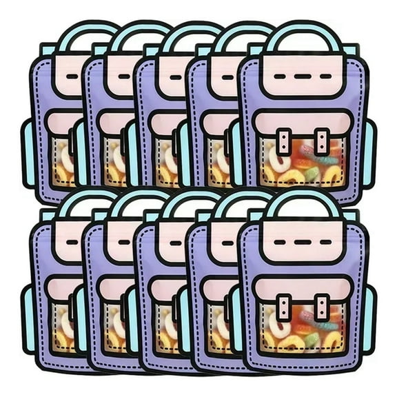 40PCS Gifts Packaging Bags Cartoon School Bag Shape Candy Snack Self-Lock Bags for Kids Birthday Party Decors Gifts,A