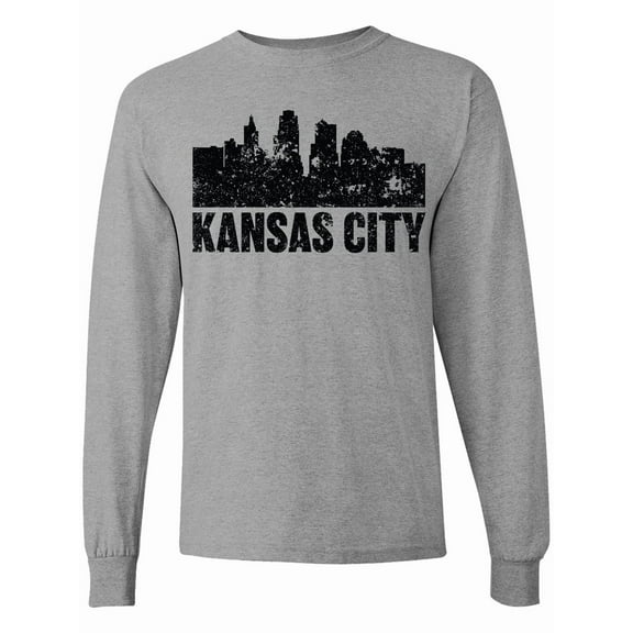 Inktastic Kansas City Skyline Grunge Long Sleeve T-Shirt