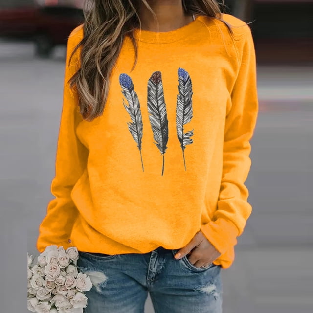 Autumn Winter Womens Casual Tops Ladies Print Sweatshirt Blouse Tee Sweater