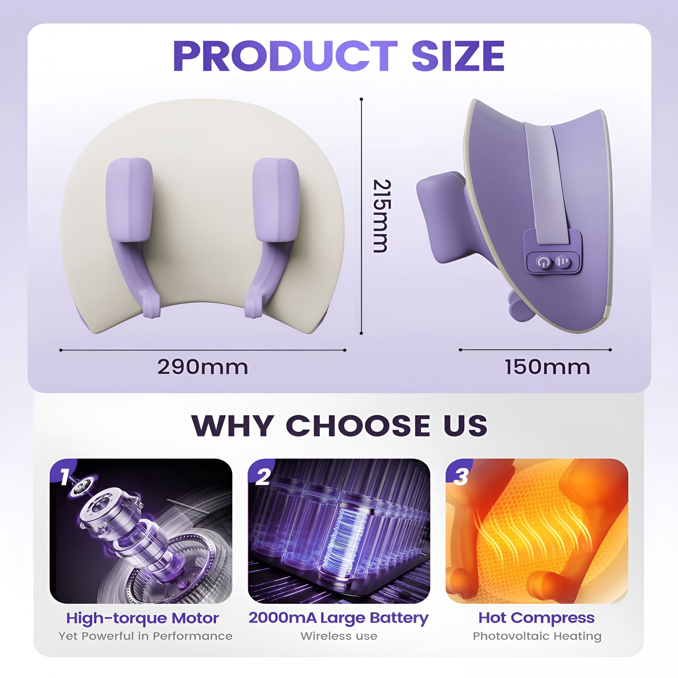 XIRQI Neck Massager - Neck Massager Pillow with Heat, Shiatsu Back and Shoulder Massage with Deep Tissue Kneading, Portable Cervical Traction Device for Full Body Muscle Pain Relief